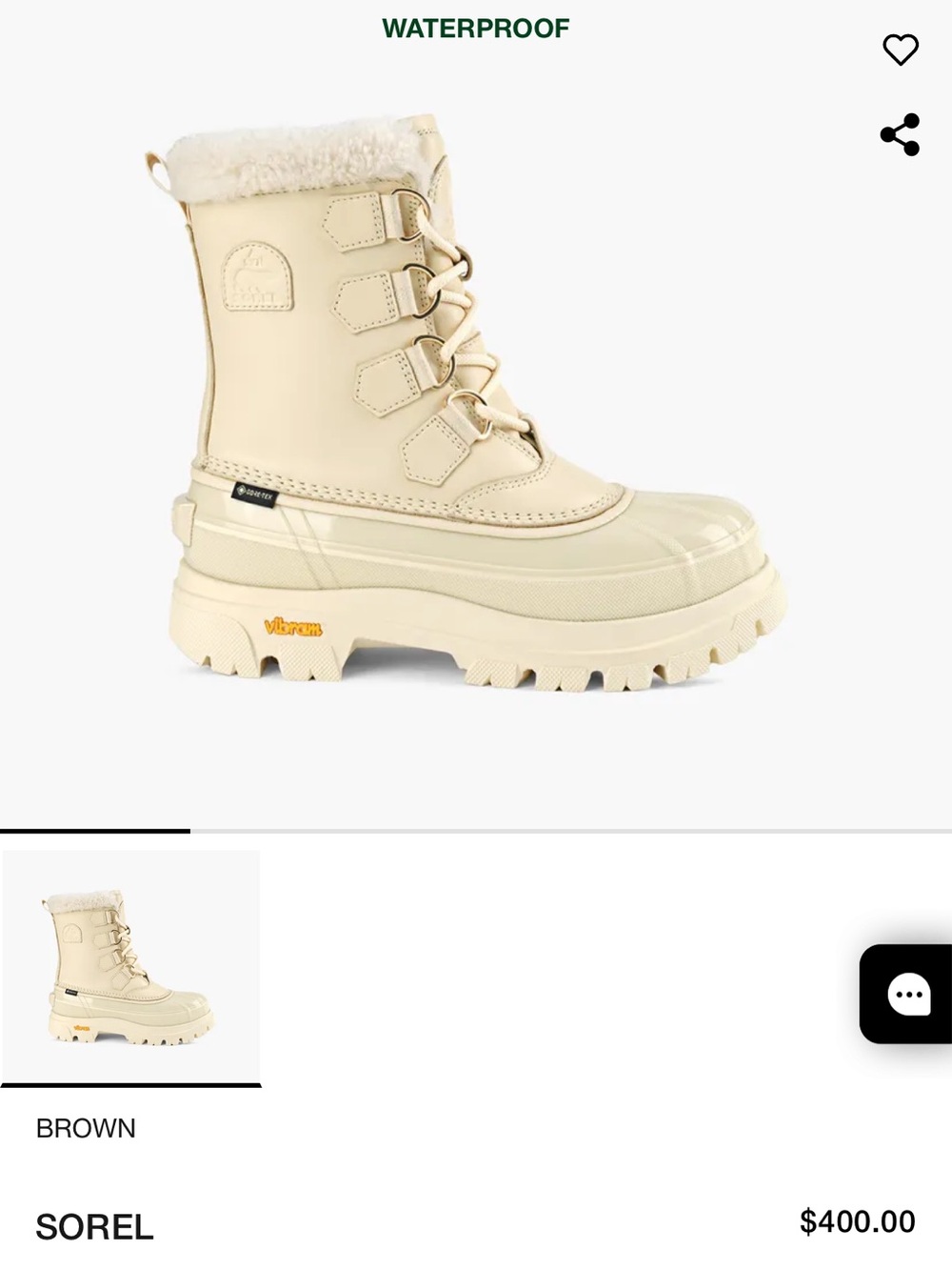 Sorel Cream Lace-Up Waterproof Winter Boot with Faux Fur Collar